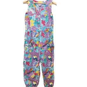 Vintage Honors Intimates 80s Romper Jumpsuit Tropical Birds Size Medium M